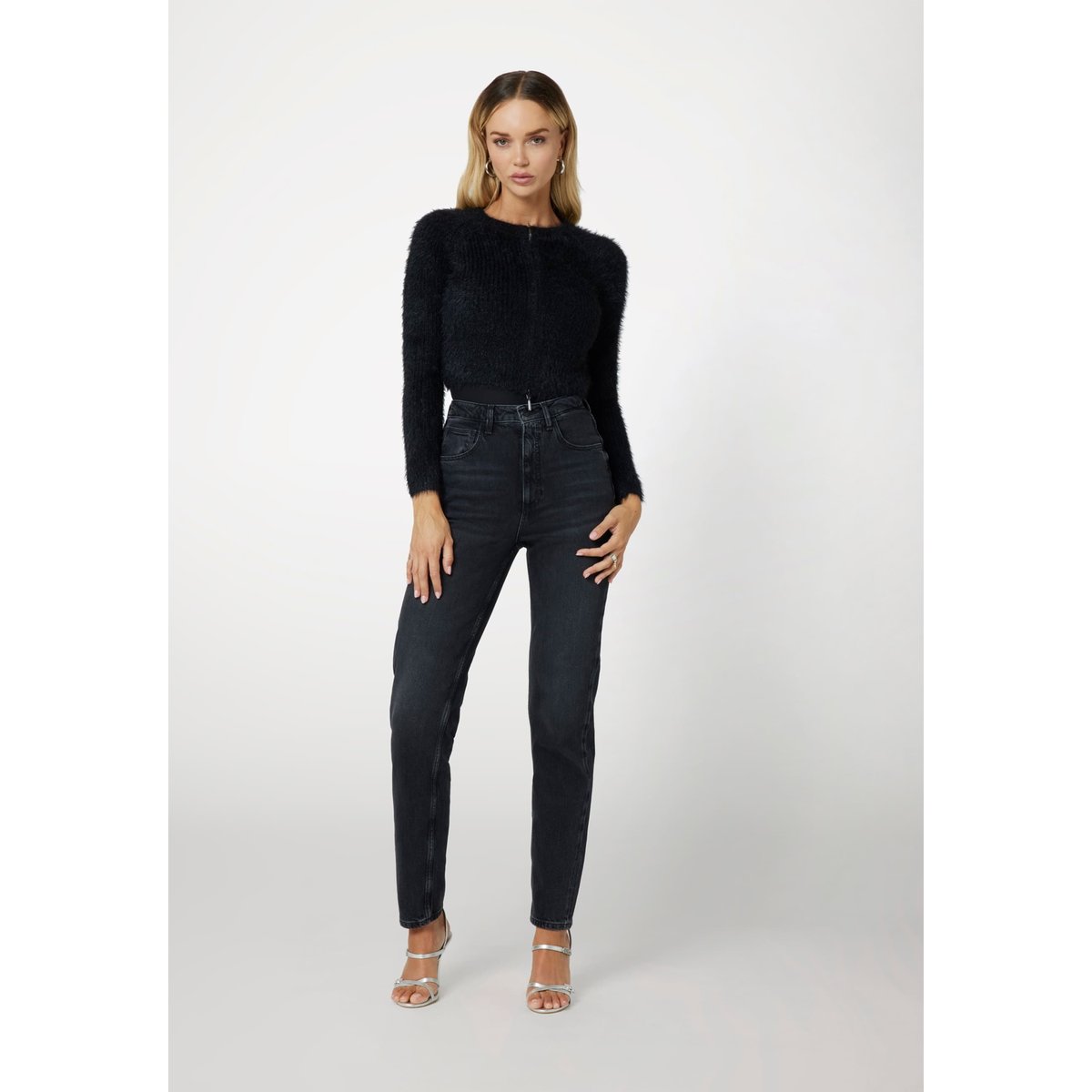 Cardigan Glissière Frontale noir, GUESS