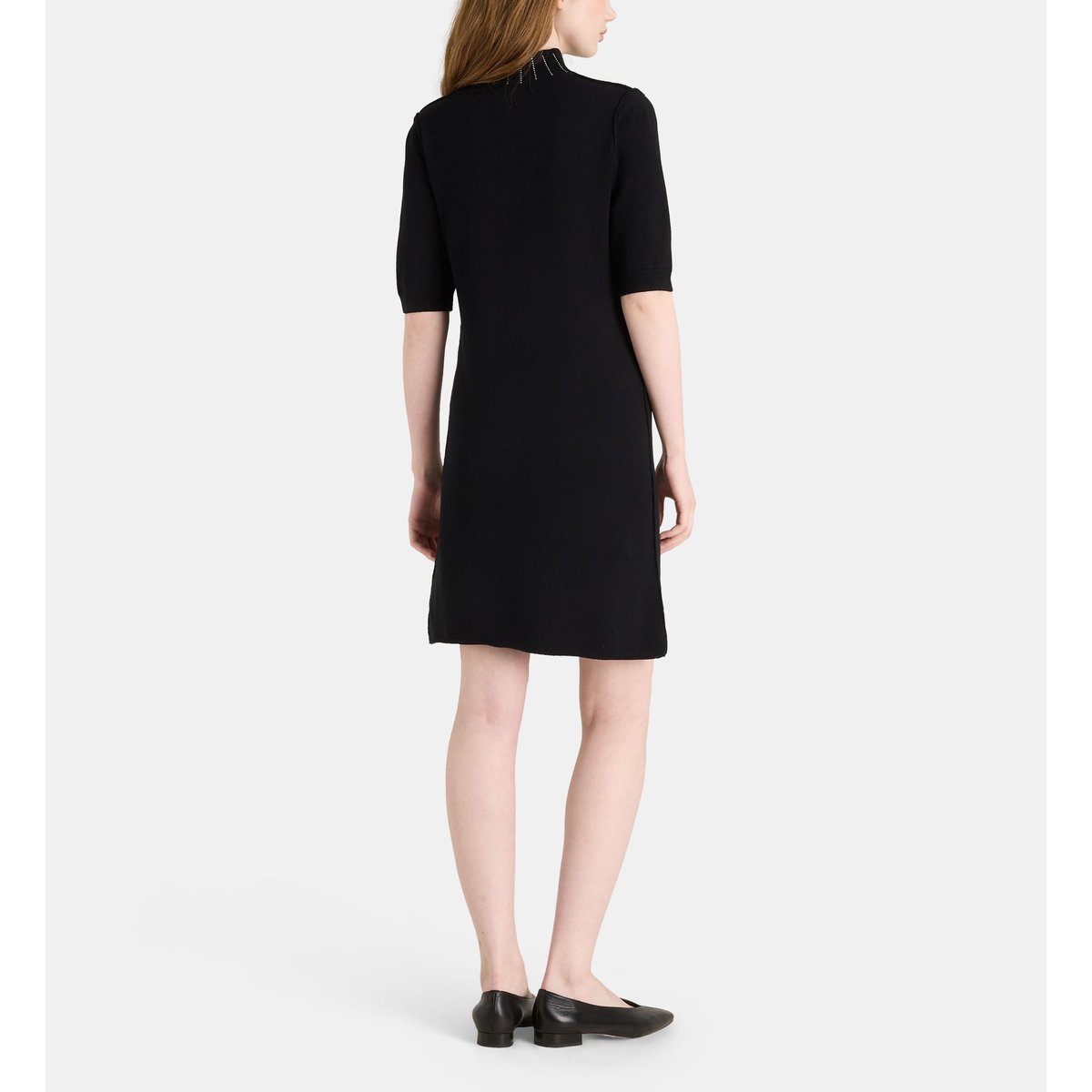 Robe pull courte droite strass lady maille noir, GALERIES LAFAYETTE
