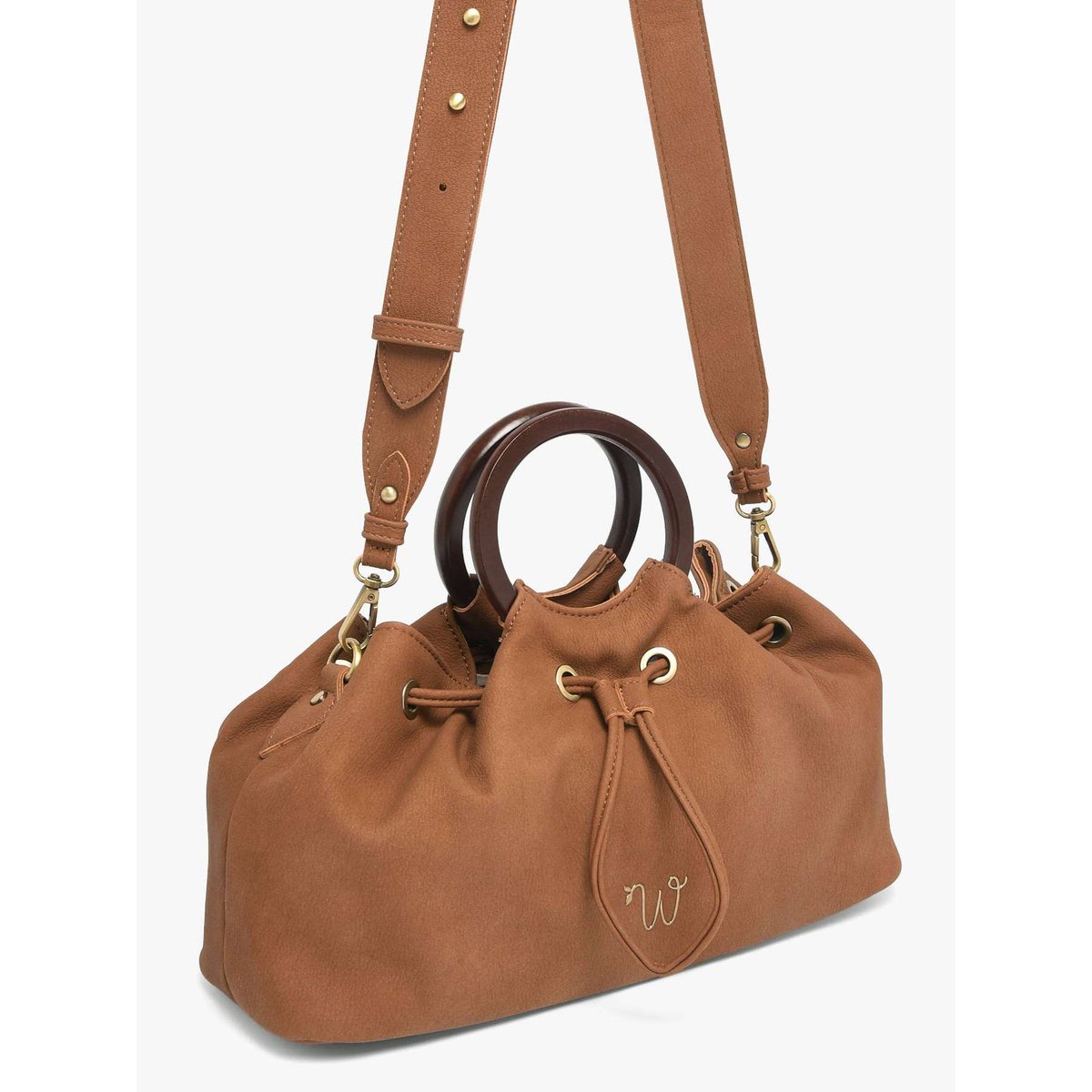 Sac bandoulière Verveine camel, WOOMEN
