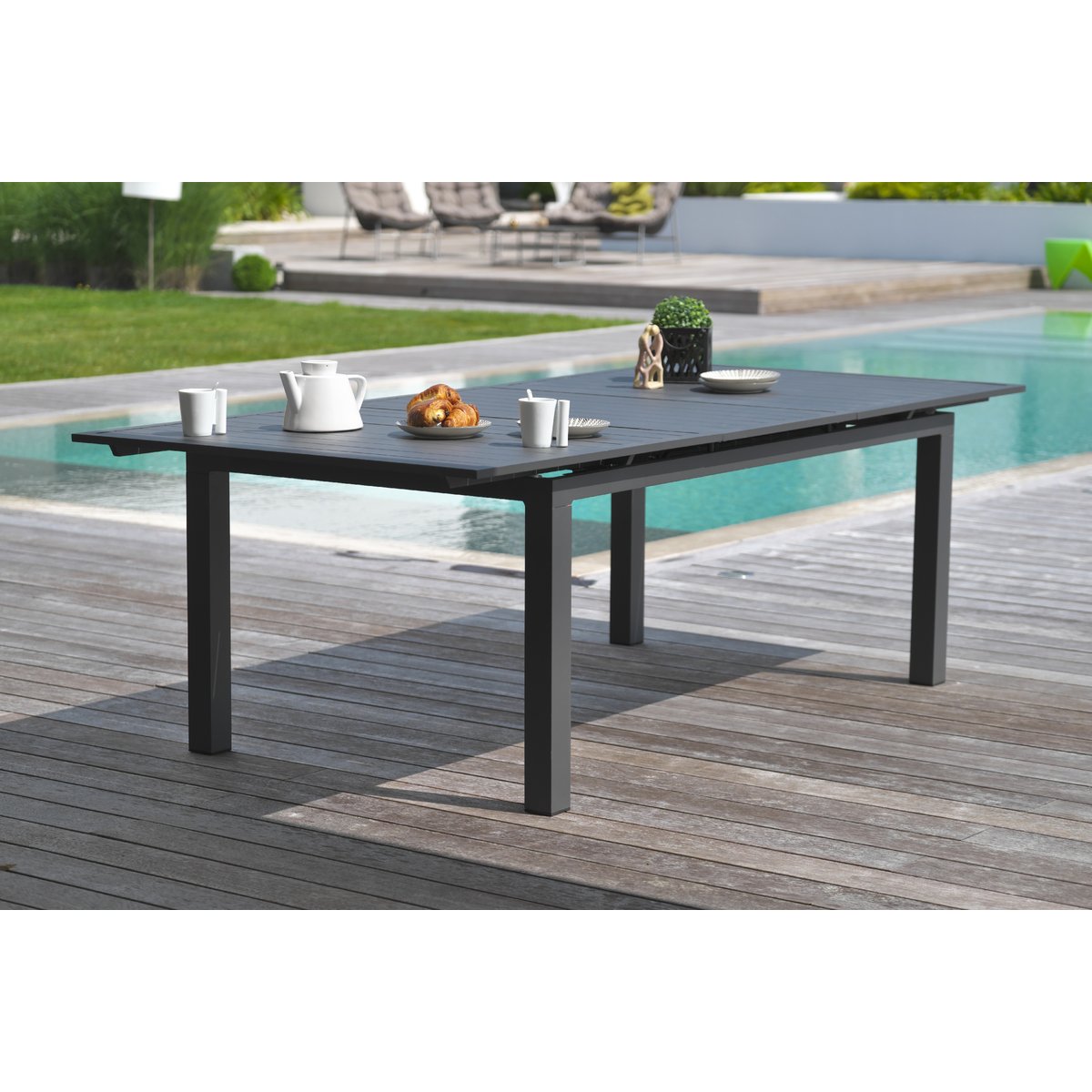 Table de jardin 10 places en aluminium ALU-MIAMI gris anthracite, DCB GARDEN