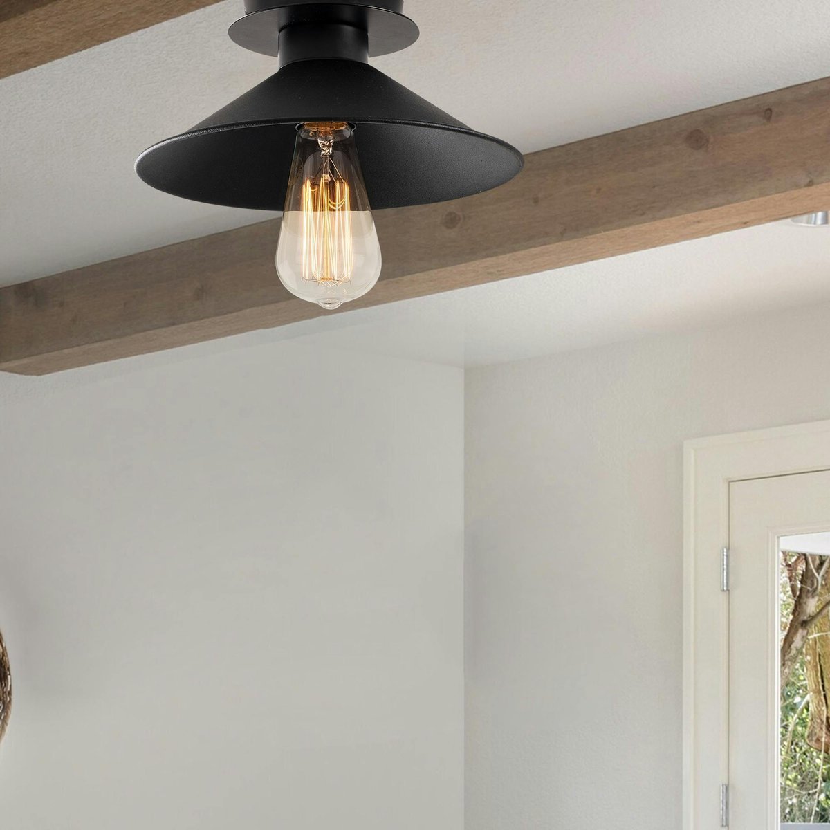 Plafonnier vintage en métal URLA noir, PIER IMPORT