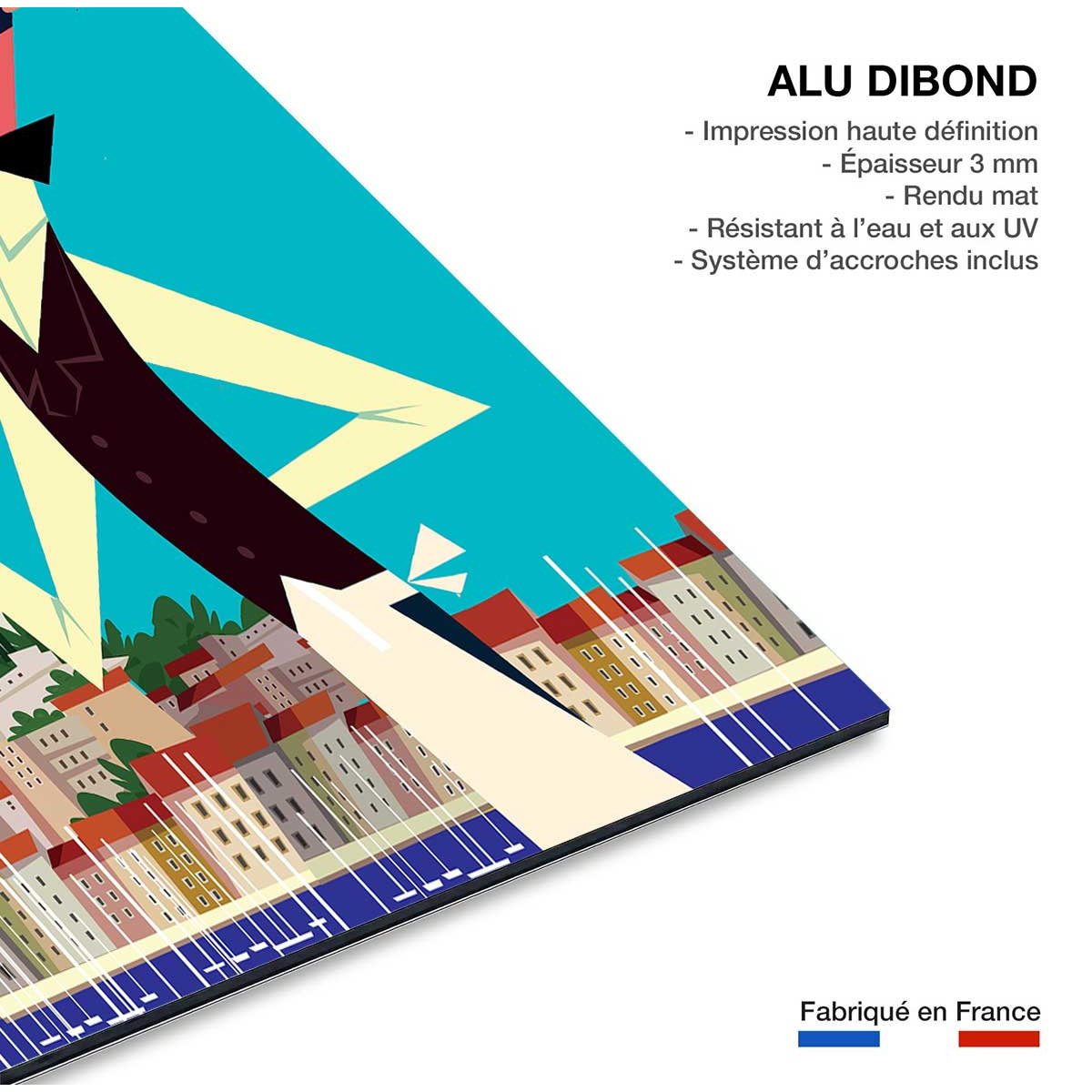 Tableau un pastis sur le vieux port tableau alu dibond, HEXOA