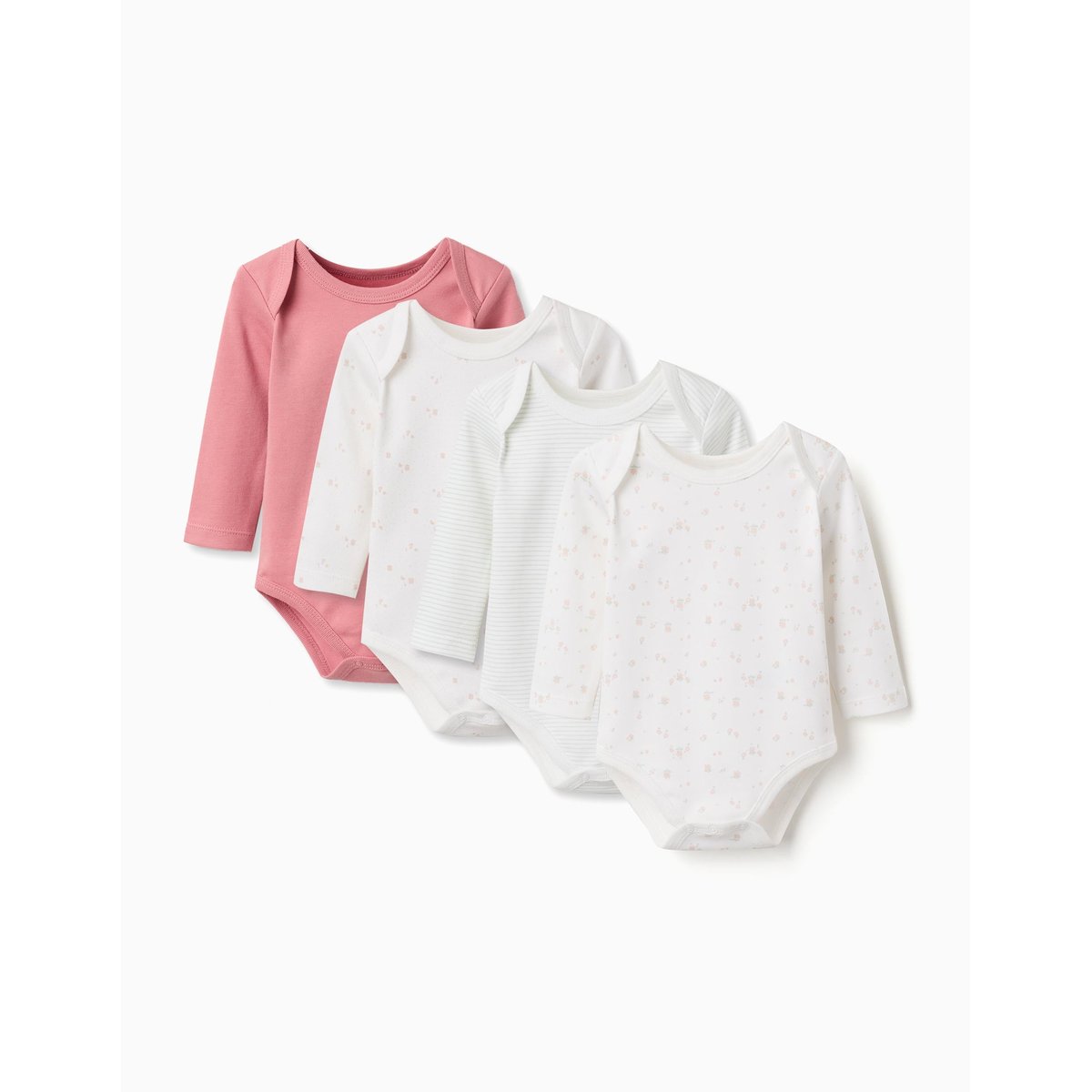 Lot de 4 bodies en coton unis/imprimés multicolore, ZIPPY