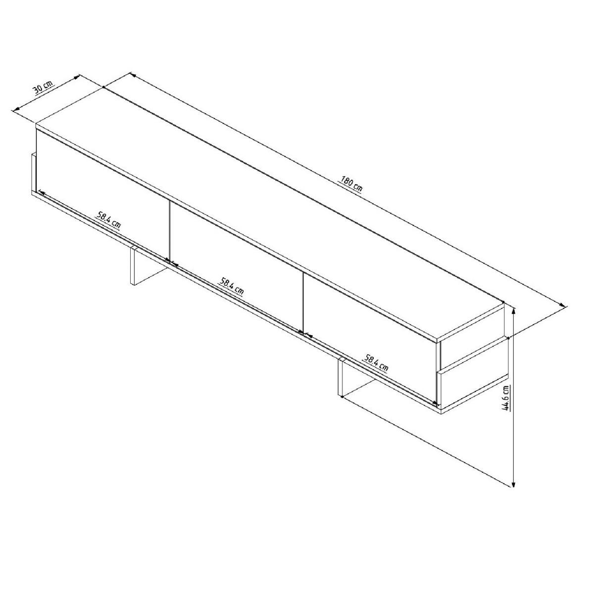 Meuble TV design 3 portes striées MARFA blanc, PIER IMPORT