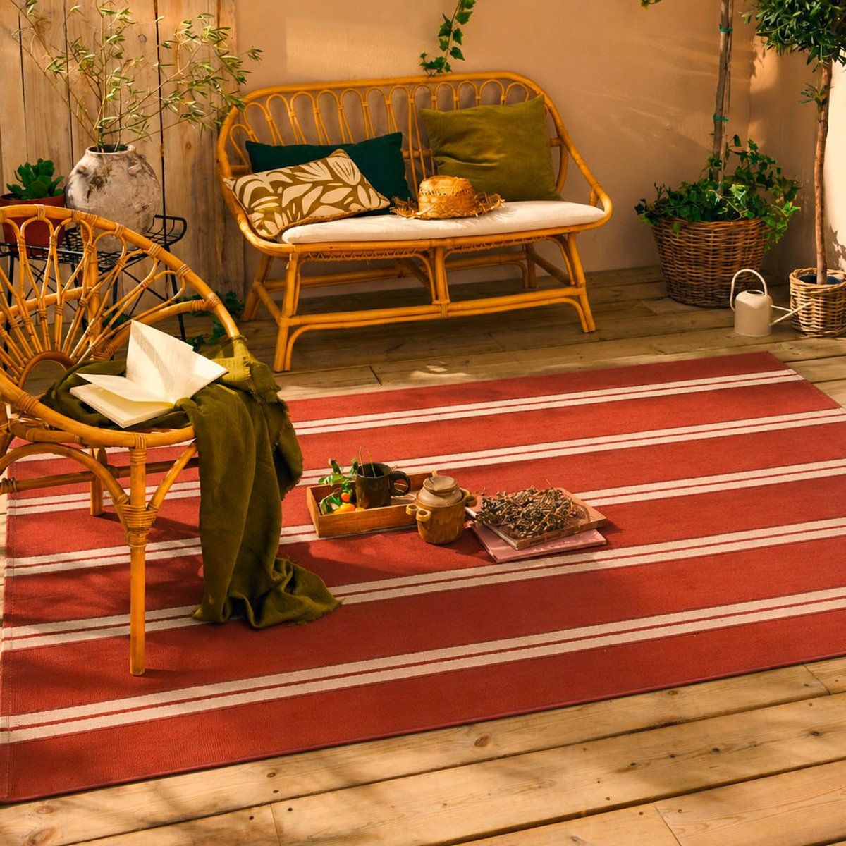 Tapis extérieur à rayures marron LIDO marron, NAZAR RUGS