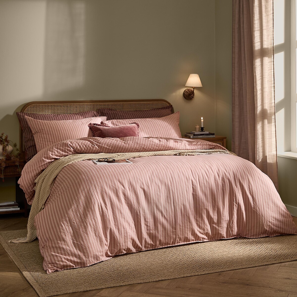 Marlow Stripe 100% Cotton Duvet Cover and Pillowcase Set maple, YARD
