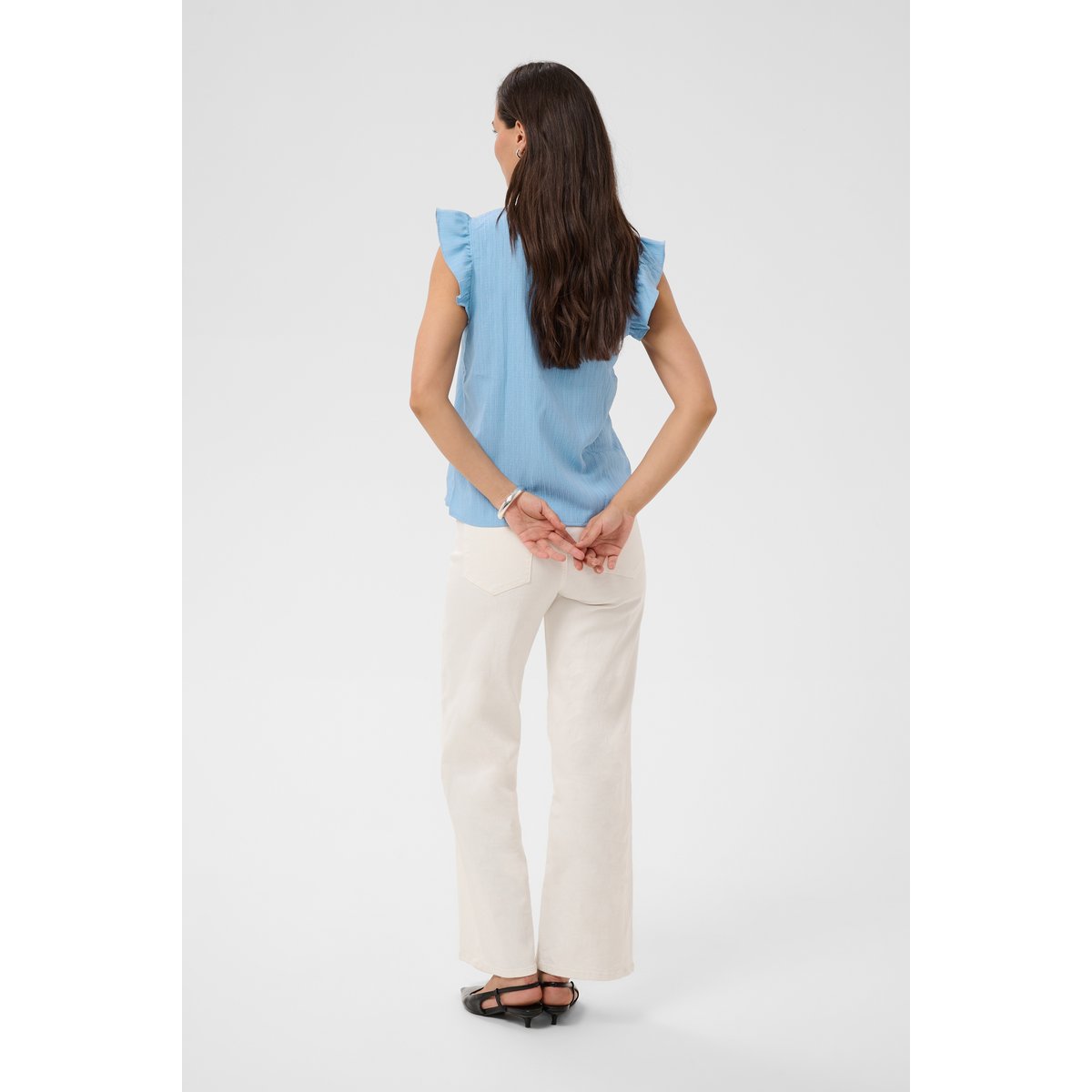 Short sleeved blouse bleu silver lake blue cc, KAFFE