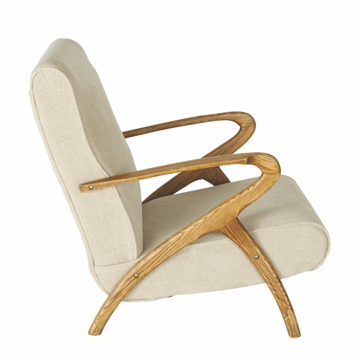 Fauteuil de salon en chêne et assise en lin - Jean beige, CALICOSY