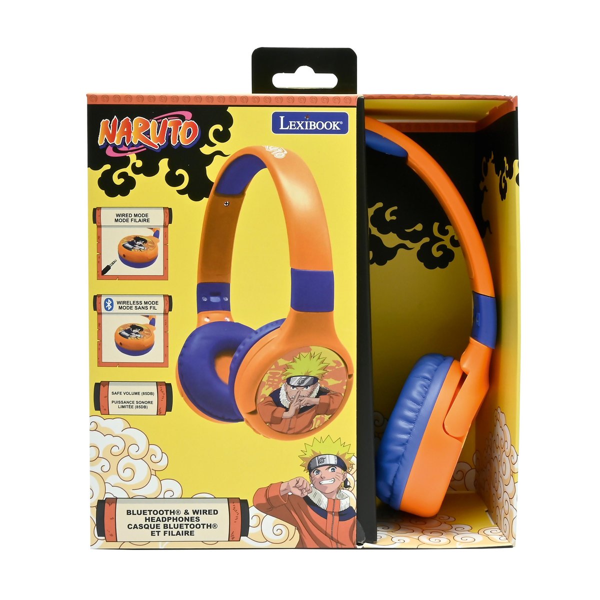 Casque 2 en 1 Naruto Bluetooth et Filaire avec limitation de son orange, LEXIBOOK