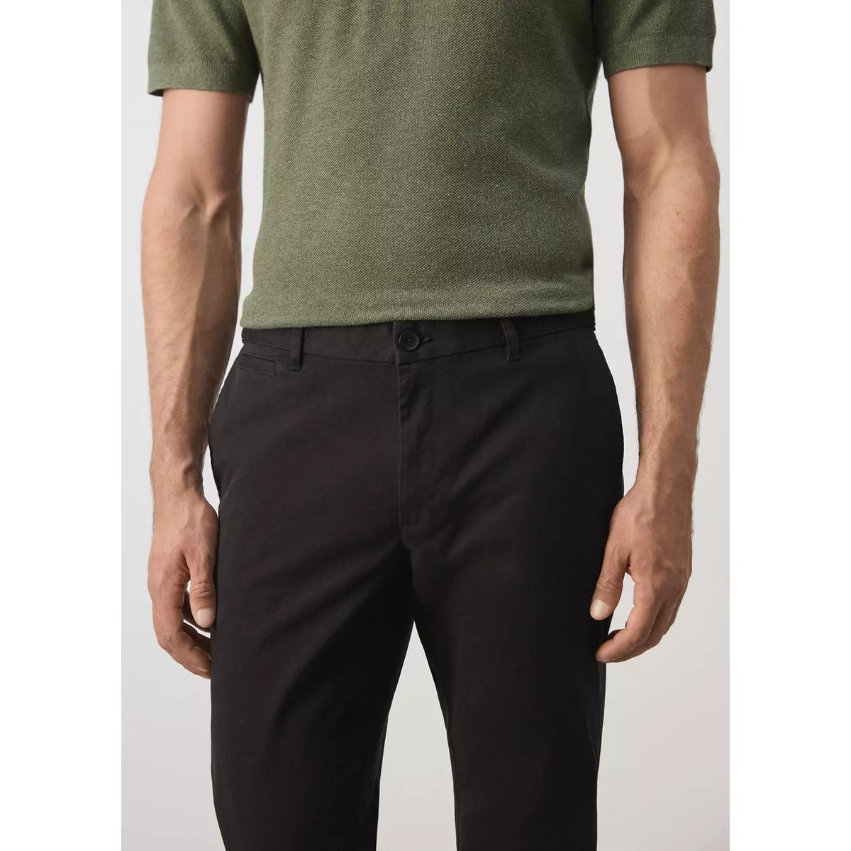Pantalon Prato chino cropped tapered noir, MANGO MAN