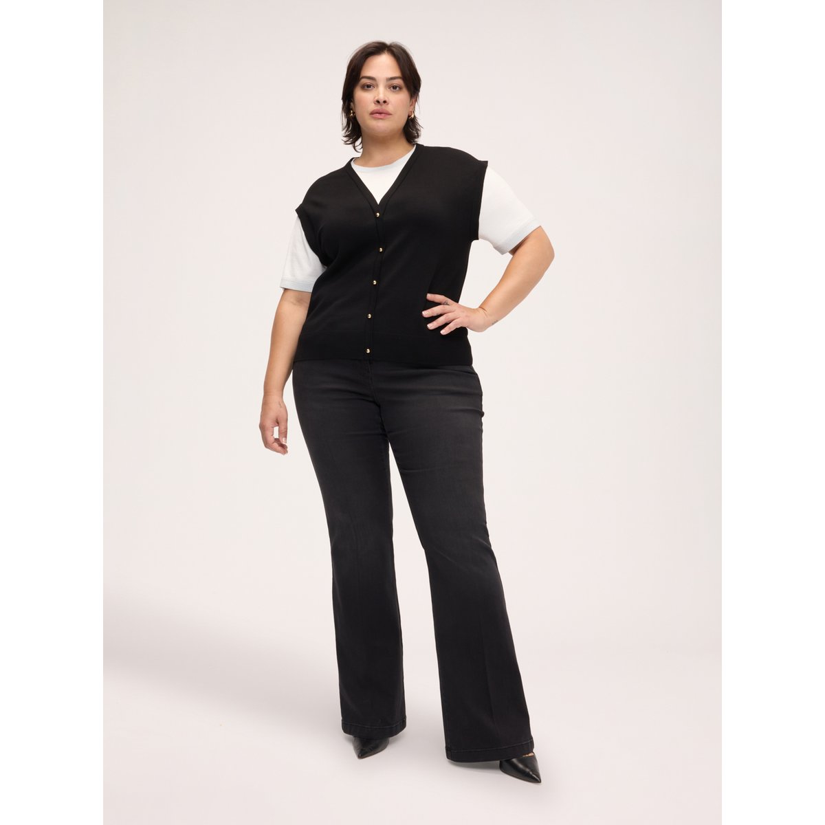 Gilet avec T-shirt combiné noir, FIORELLA RUBINO