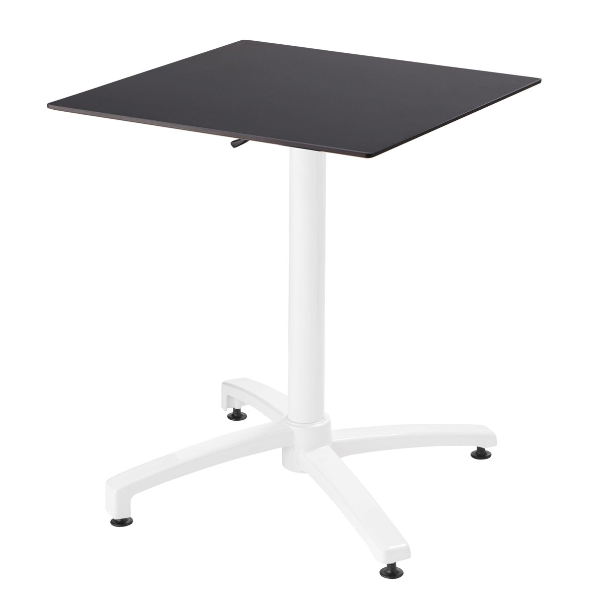Table 60x60 cm inclinable stratifiée avec pied blanc et chaises en métal, OPERA blanc, OVIALA