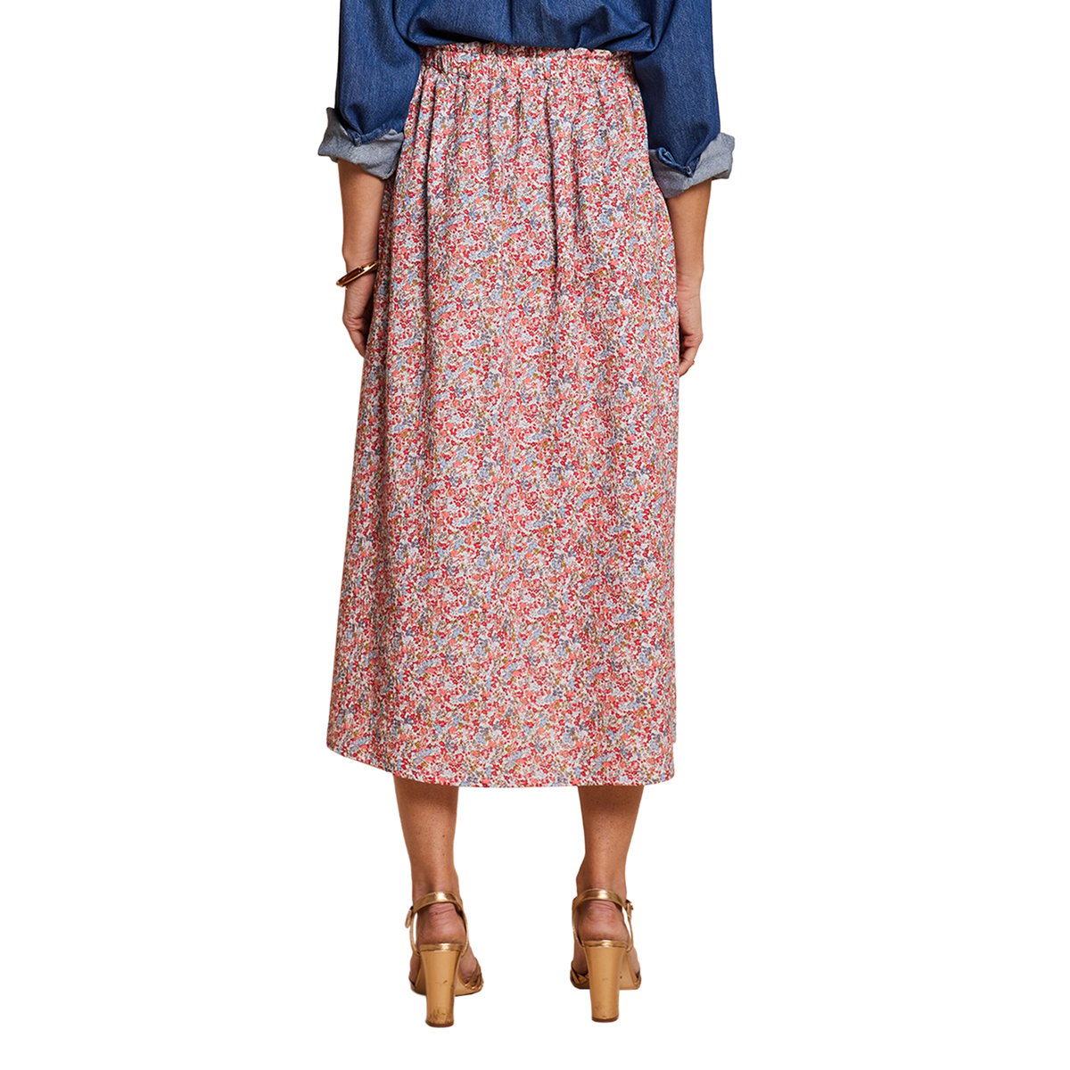 Jupe longue taille élastiquée motif fleuri multicolore, ENVIE DE FRAISE