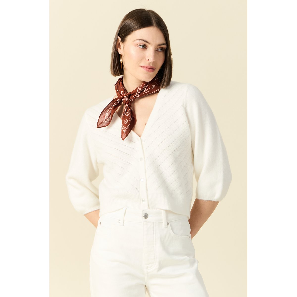 Gilet manches 3/4 blanc, BONOBO