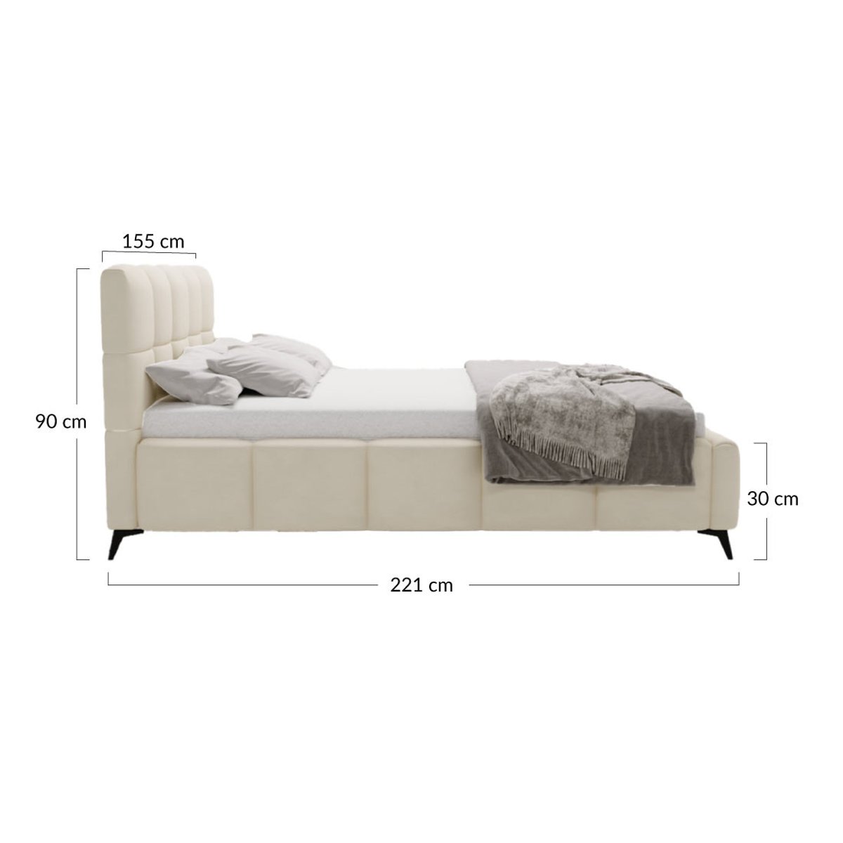 Lit coffre - PAULITO gris, BEST MOBILIER