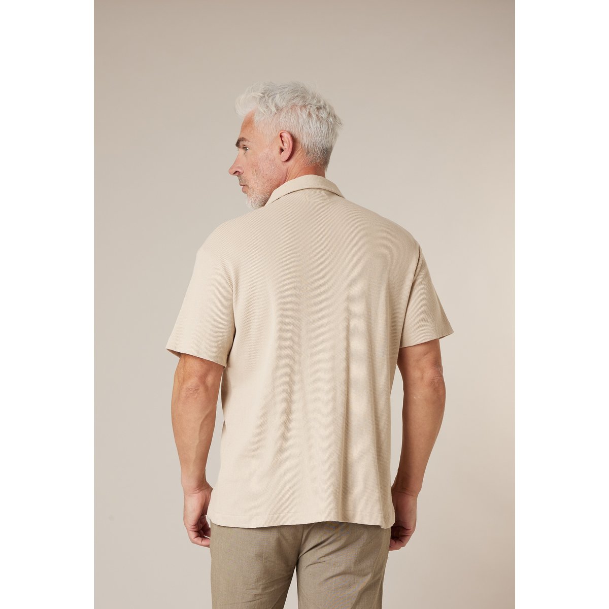 Chemise gauffrée en coton stretch homme TURMAN beige, DEELUXE