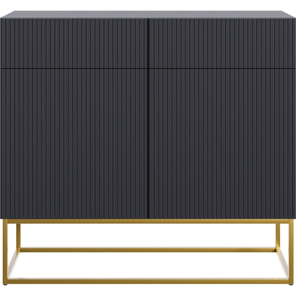 Buffet 2 portes façade rainurée VELDIO noir mat, RECOLLECTION
