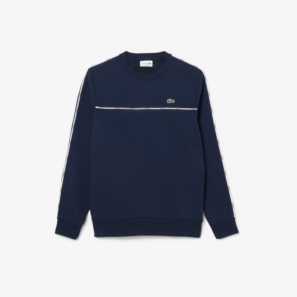 Sweatshirt molleton liserés griffés bleu-166, LACOSTE