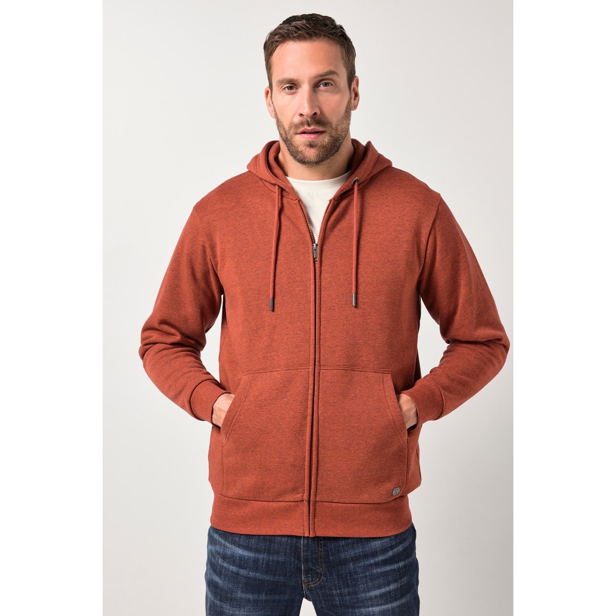 Veste à capuche en molleton marron brique, JP1880