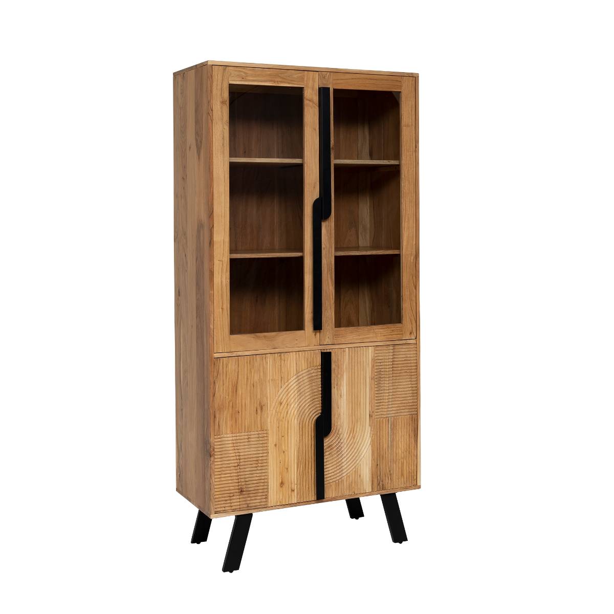 Vitrine en bois d'acacia et métal MANO bois clair, MADE IN MEUBLES
