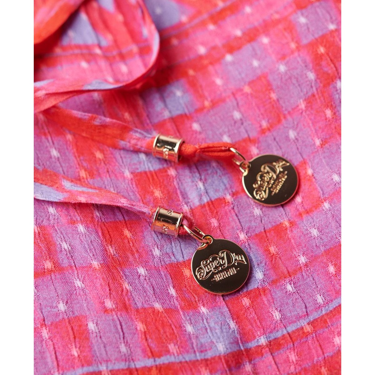 Robe mi-longue imprimée ajourée couche rose shibori, SUPERDRY