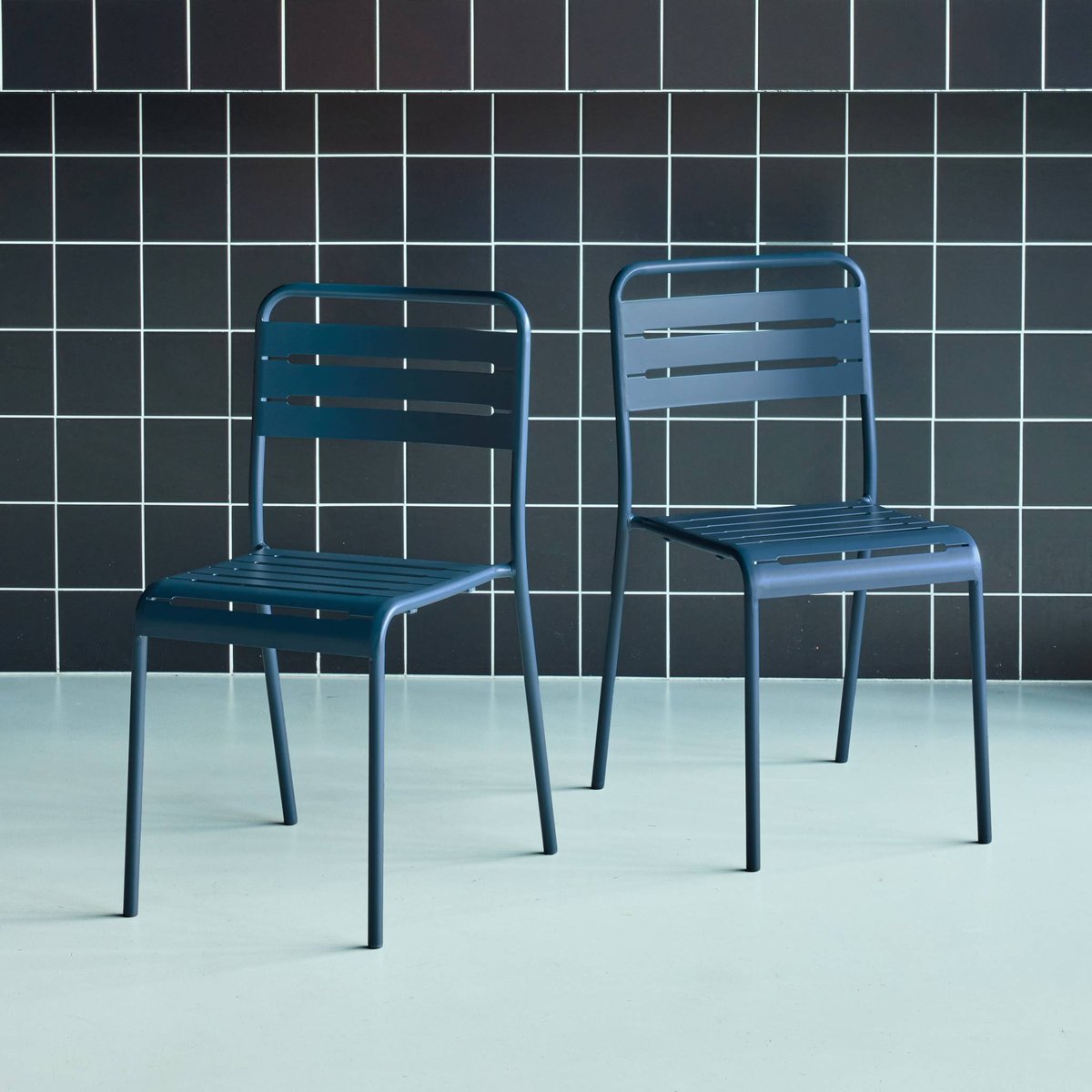 Chaise de jardin acier (lot de 2) AMELIA anthracite, SWEEEK