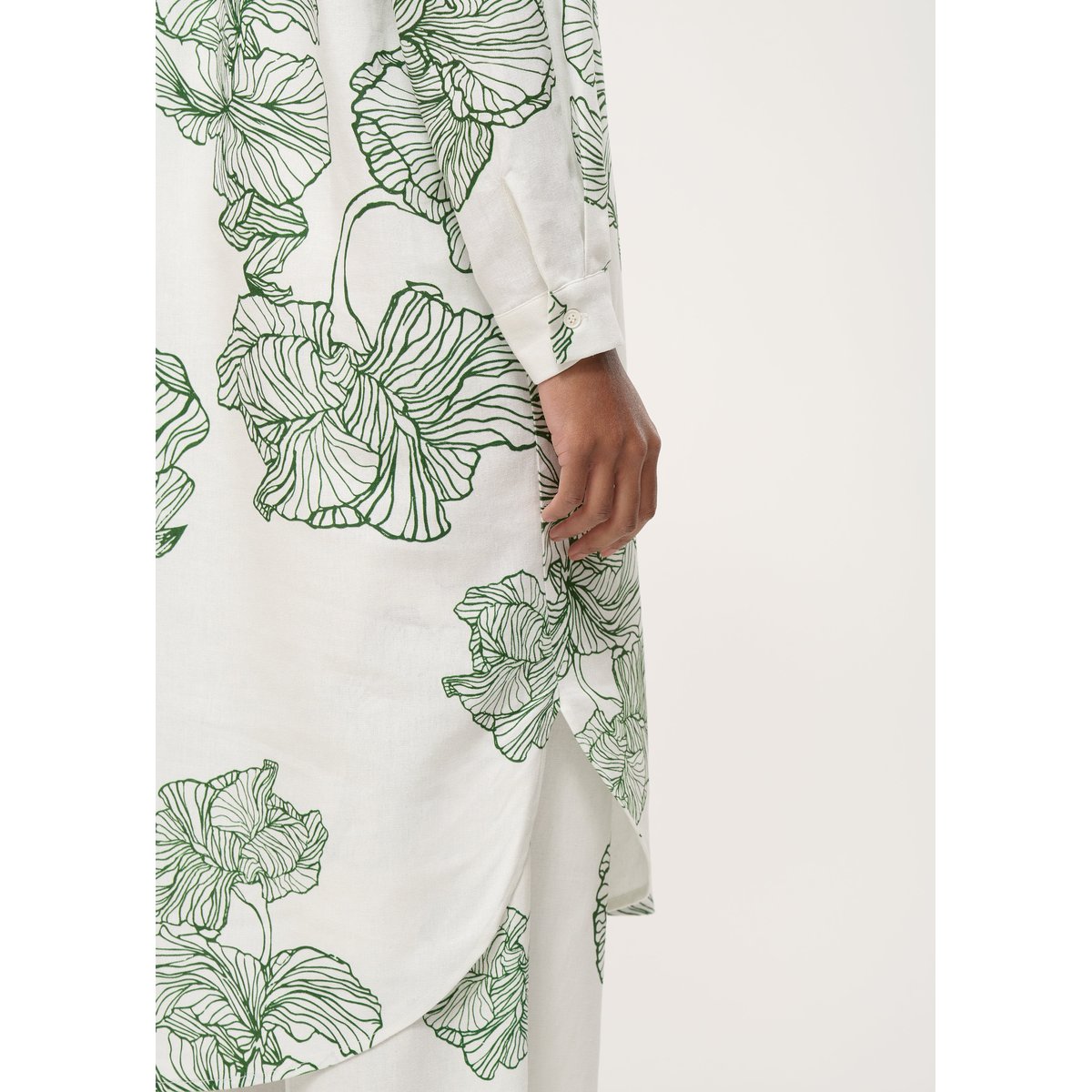 Robe chemise imprimée off white/vert mousse, HUMILITY