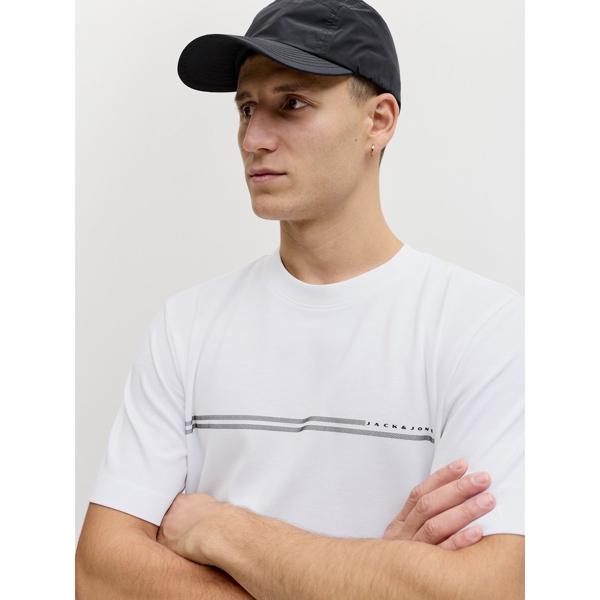 T-Shirt mit Pailletten-Motiv weiss, JACK & JONES