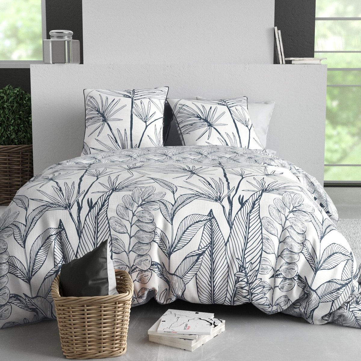 Parure housse de couette en coton imprimée, Orphee noir, C DESIGN HOME TEXTILE