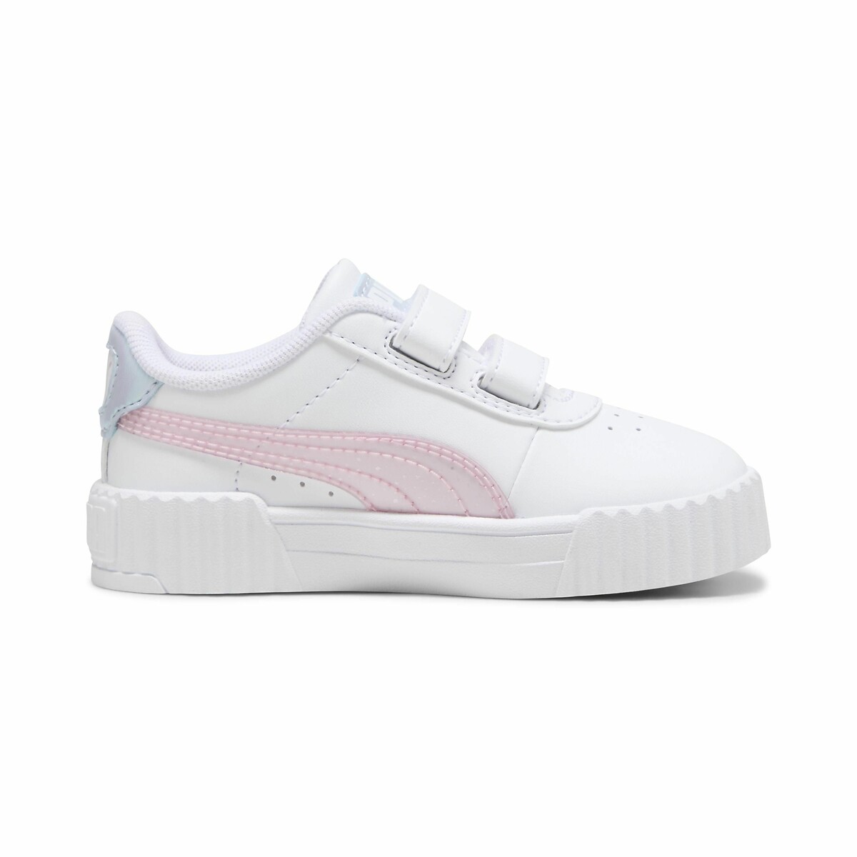 Kids Carina 3.0 Blurry Dreams Trainers in Leather white/pink, PUMA