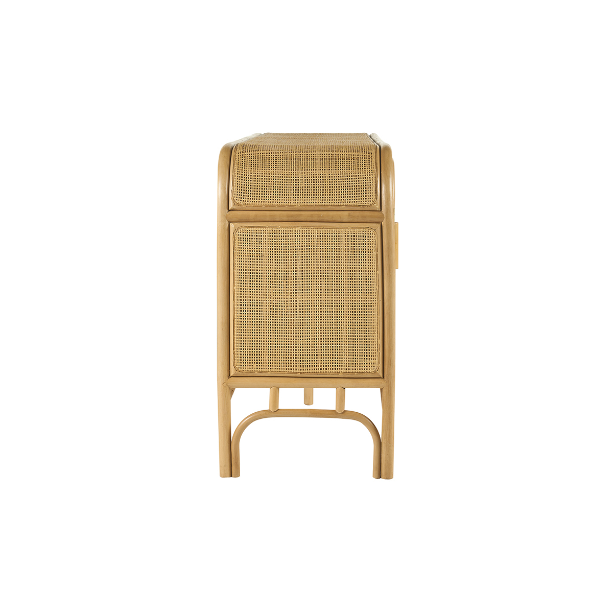 Buffet vintage en rotin 2 portes L150 cm GALON marron clair, MILIBOO