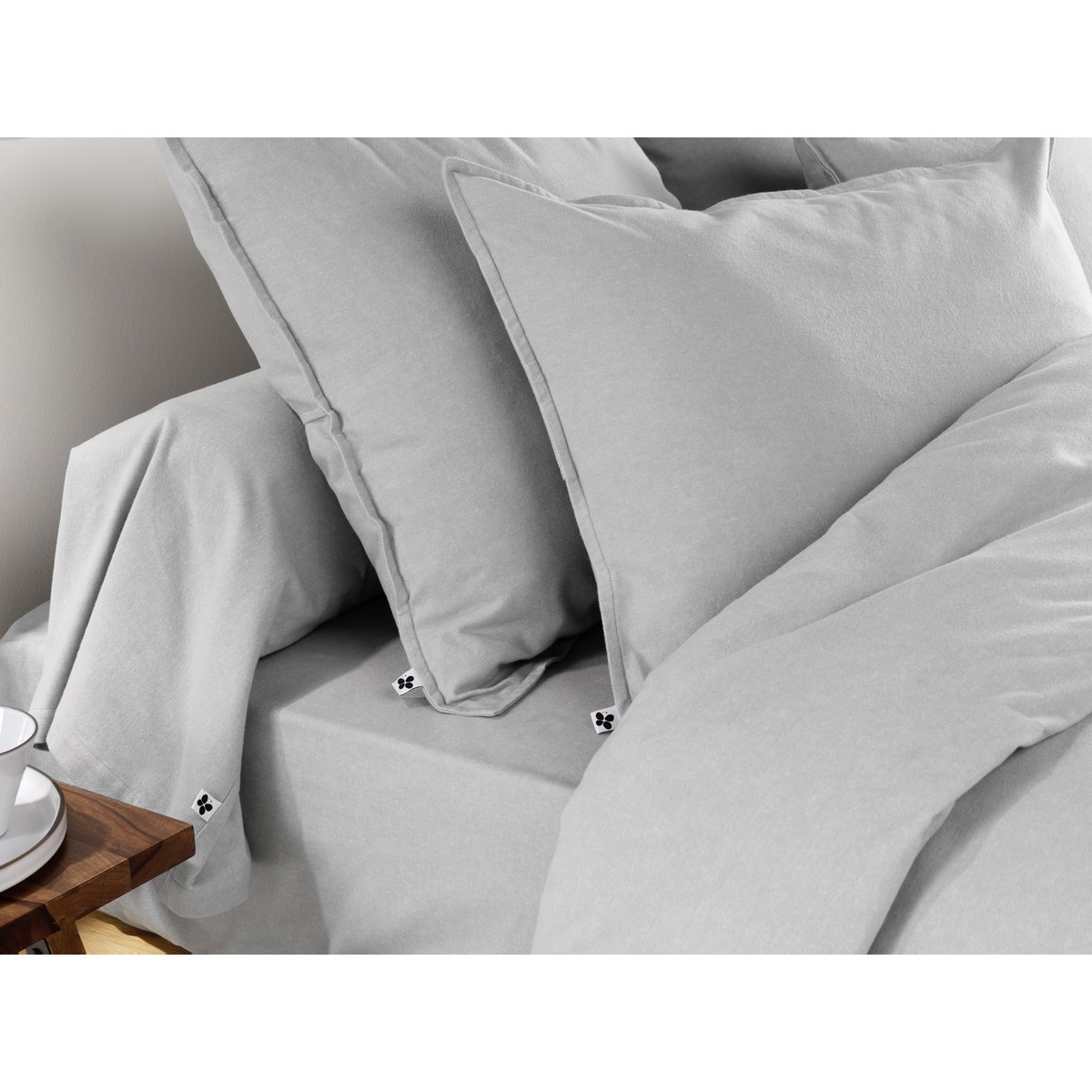 Taie d'oreiller flanelle de coton Candice gris_clair, EDEN