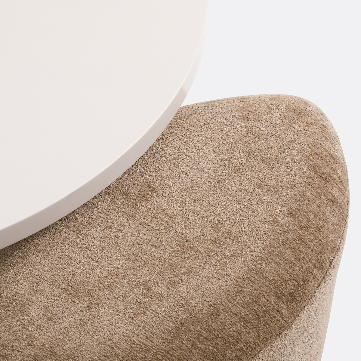 Table basse laquée, et ses 2 poufs en tissu texturé, JEN ecru, LA REDOUTE INTERIEURS