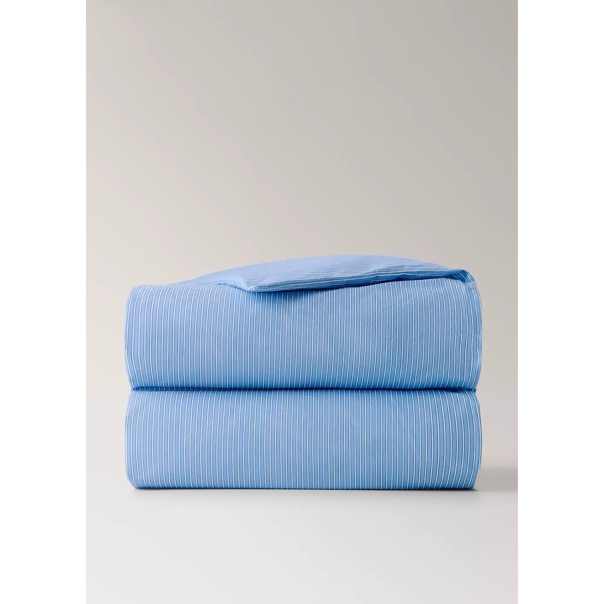 Housse de couette enfant percale rayures chemise Lit 135/140 cm bleu, MANGO HOME