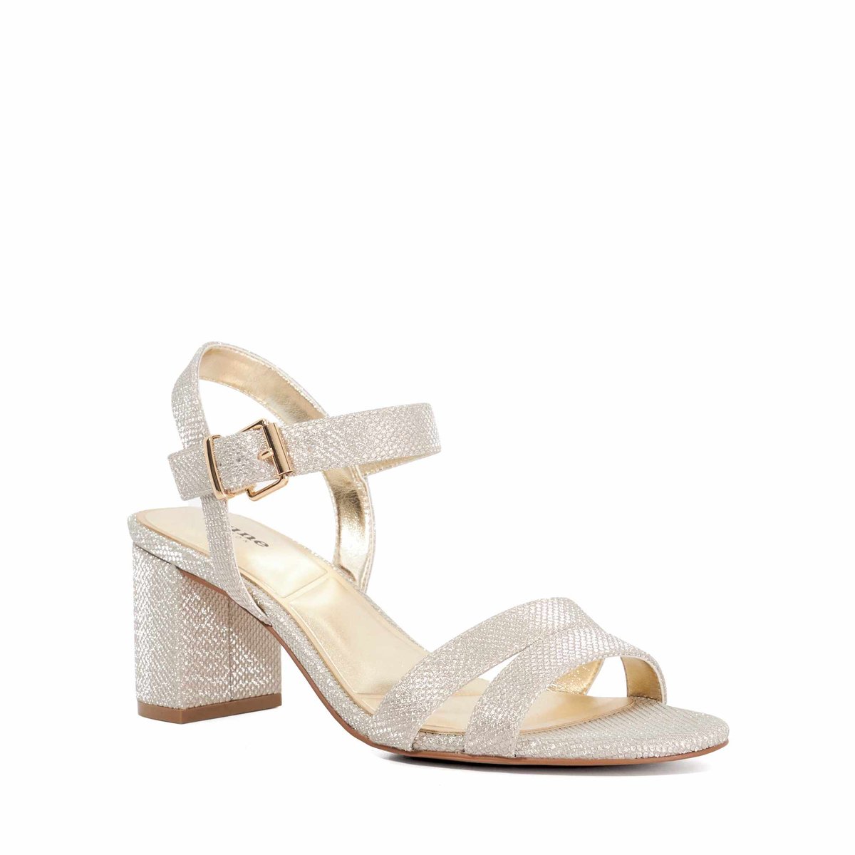 Sandales à talons carrés coupe large - Wide Fit MERISA gold-plain synthetic, DUNE LONDON
