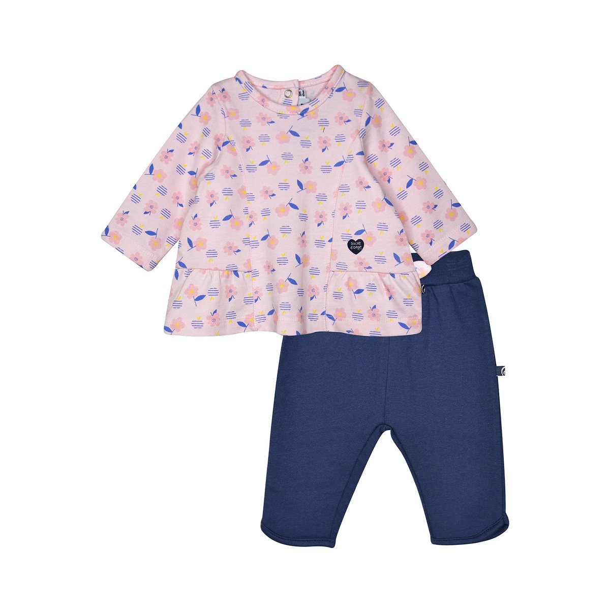 Tunique pantalon nazira molleton manches longues bebe blanc, SUCRE D'ORGE