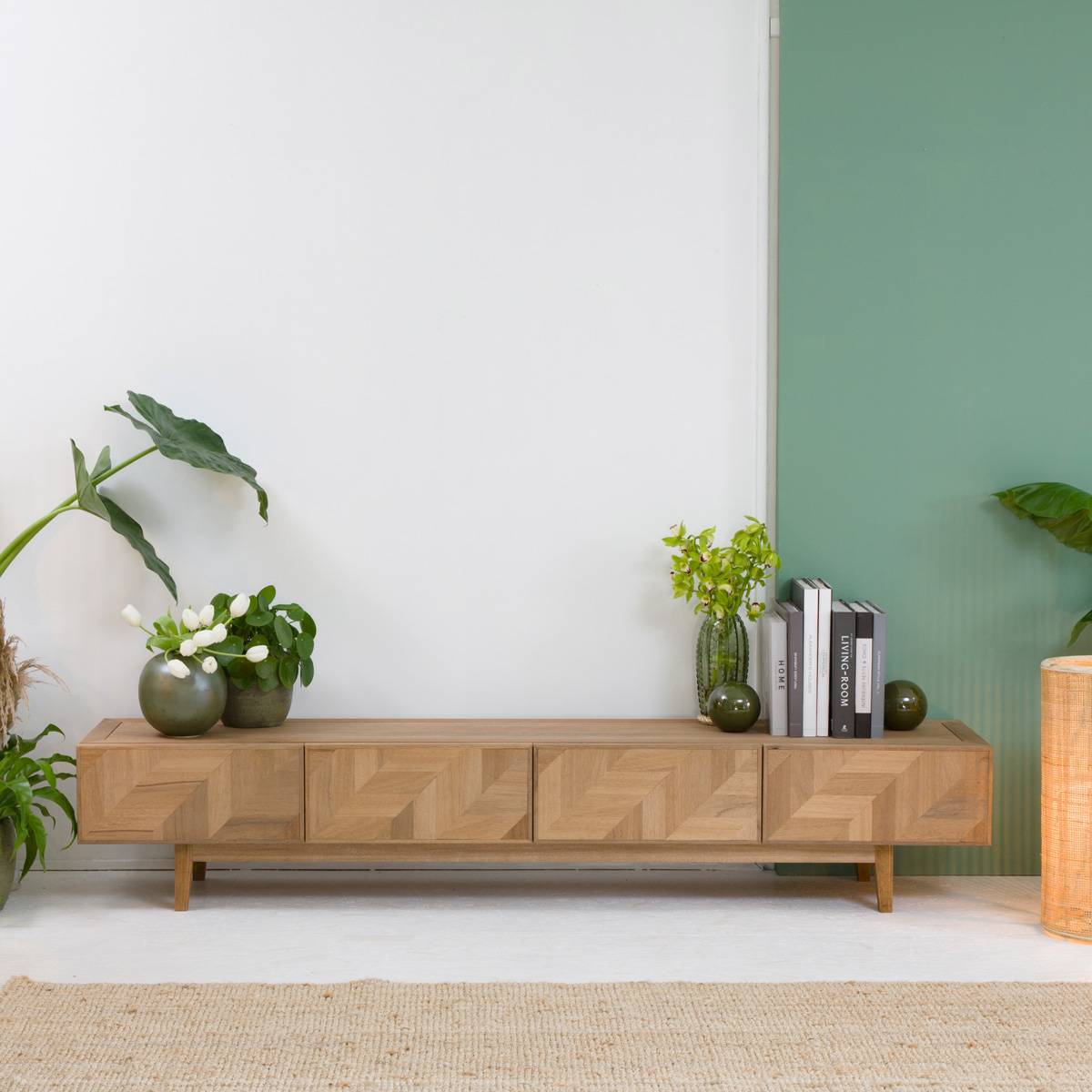 Meuble TV en bois de chêne PLUME bois clair, MADE IN MEUBLES 
