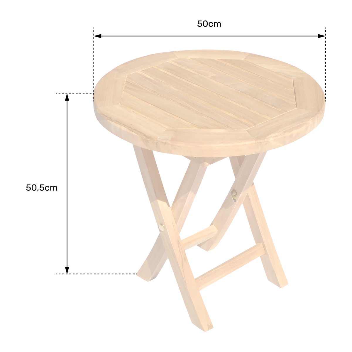 Table d'appoint en teck, ronde, LOMBOK naturel, HAPPY GARDEN