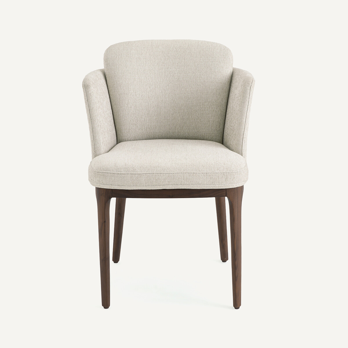 Tafel fauteuil met walnoten poten en Jabote gevlochten stof touwkleur, AM.PM