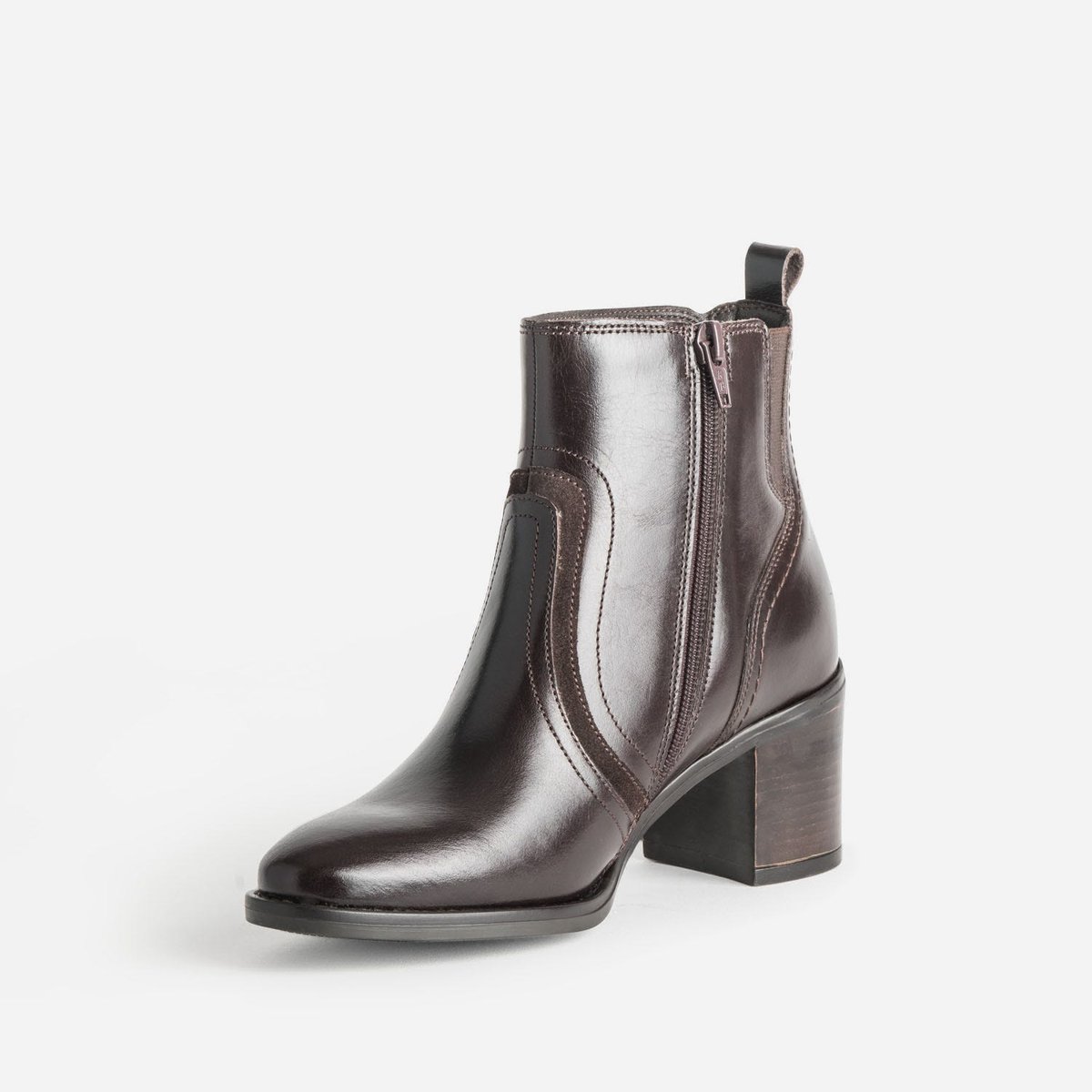 Boots À Talon en cuir NICOLE chocolat, ERAM