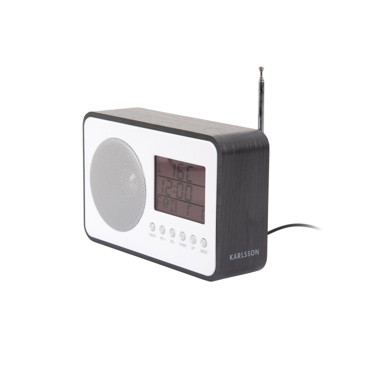 Réveil MDF FM RADIO noir, KARLSSON