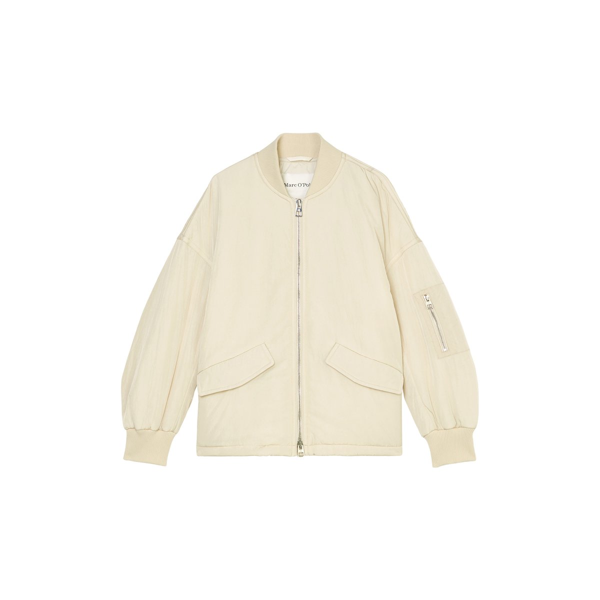 Blouson long relaxed en nylon froissé beige, MARC O'POLO