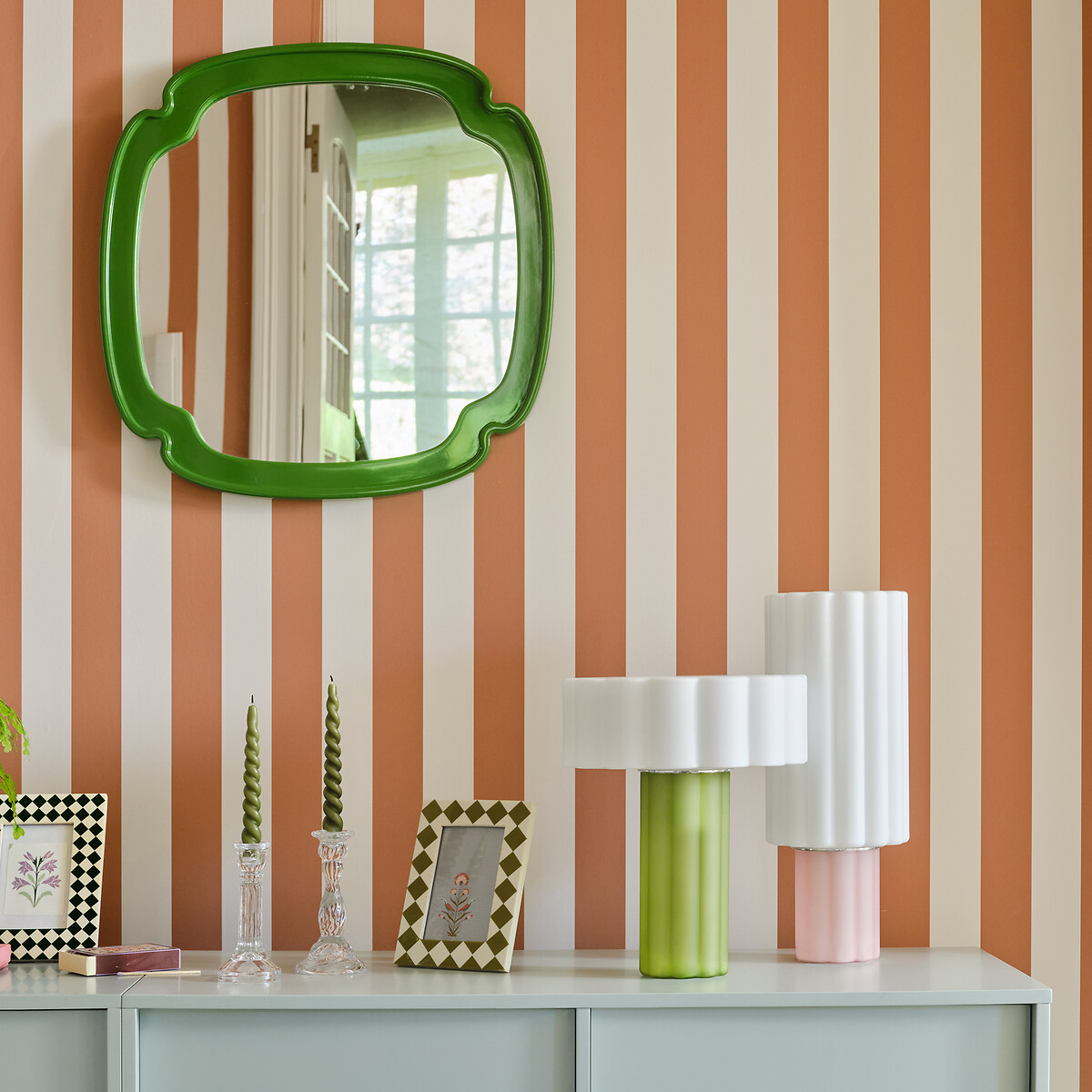 Petit miroir mural organique, 70 x 70 cm, HOLI vert foncé, LA REDOUTE INTERIEURS