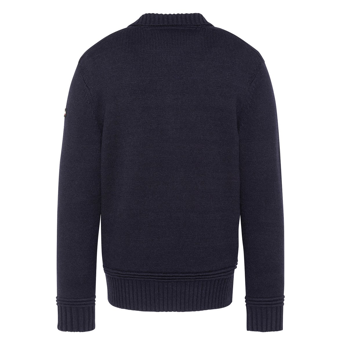 Pull col polo zippé maille fantaisie bleu marine, SCHOTT