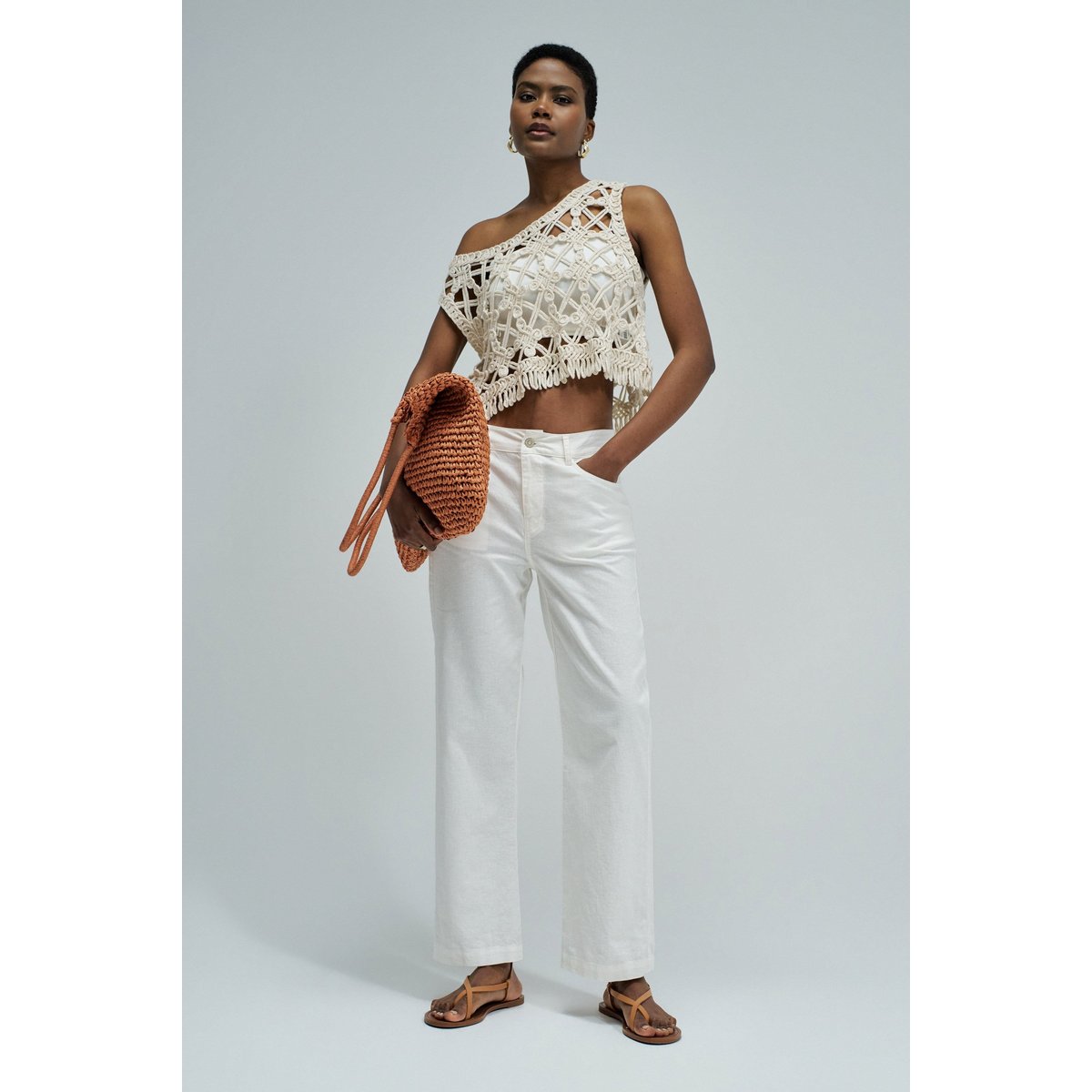 PANTALONS DROITS EN LIN blanc, SALSA JEANS