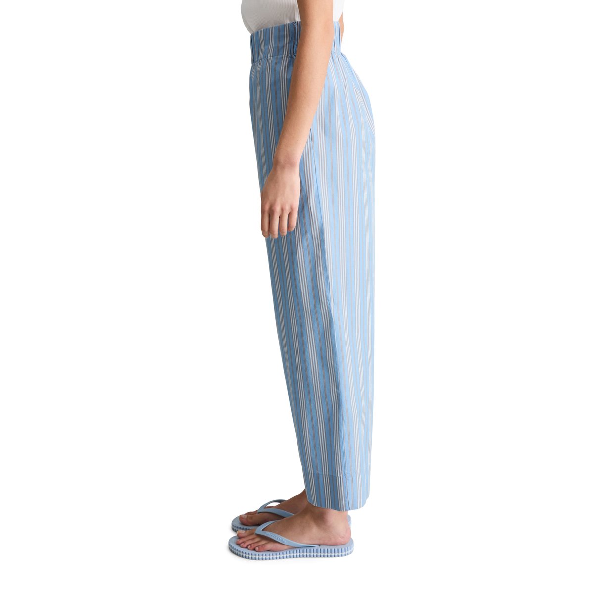 Culotte rayée cheville longue en popeline Papertouch bleu, MARC O’POLO DENIM