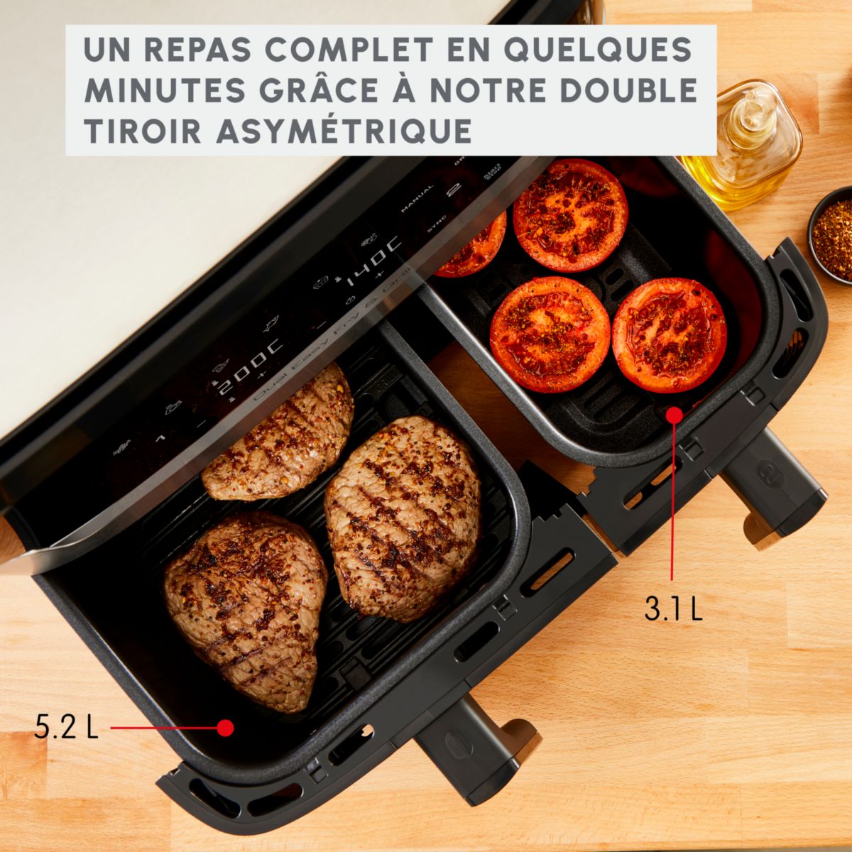 Friteuse sans huile Easy Fry and Grill Dual XXL 8,3L  EZ905D20 couleur unique, MOULINEX