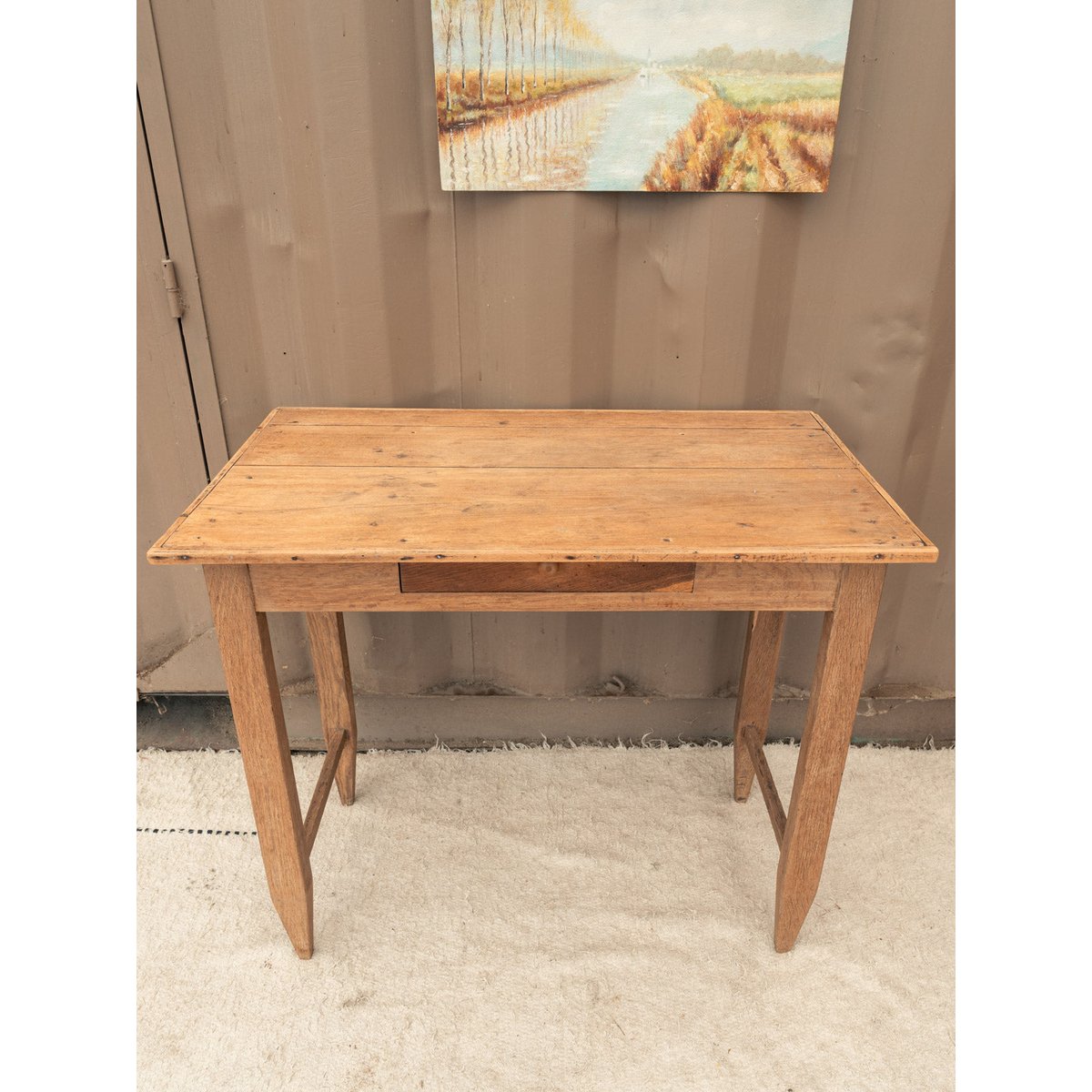 Bureau en chêne Edouard N°1086 - Bon état bois clair, DEBONGOUT