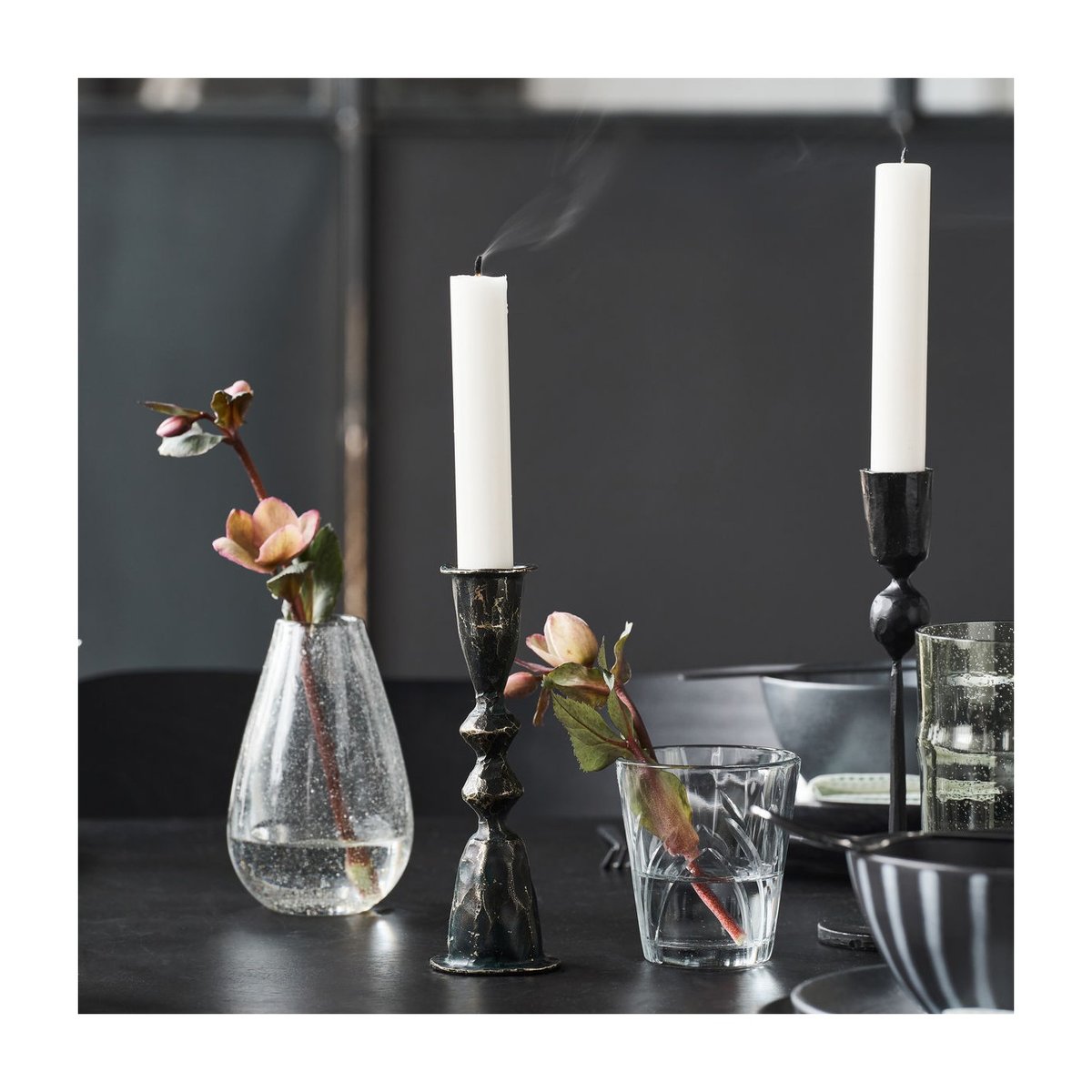Bougeoir Mero h 14 cm noir, HOUSE DOCTOR
