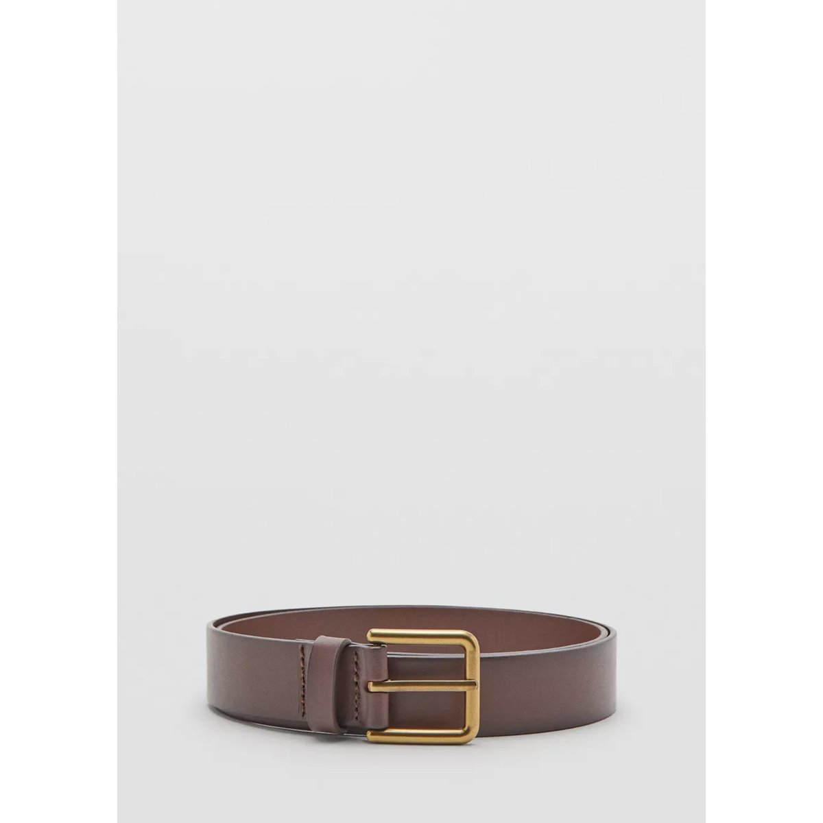 Ceinture boucle carrée marron moyen, MANGO MAN